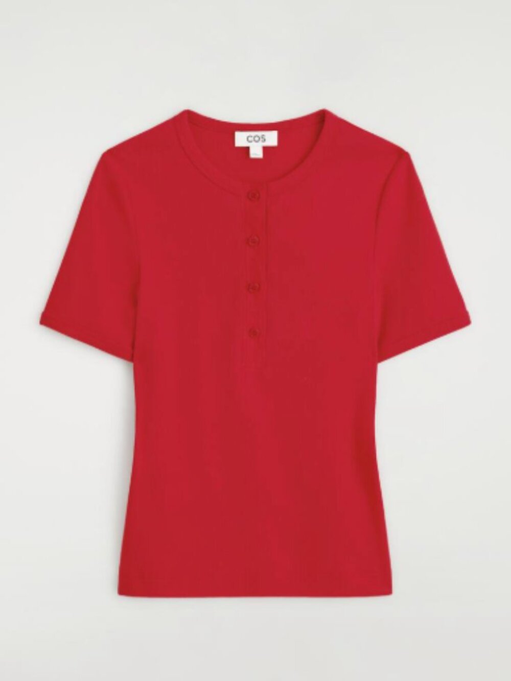 COS Ribbed Henley T-shirt in Red M - Picture 6 of 10